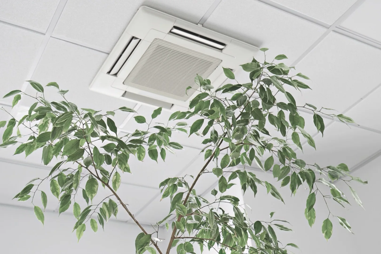 Cassette air conditioner on ceiling in modern Dubai building