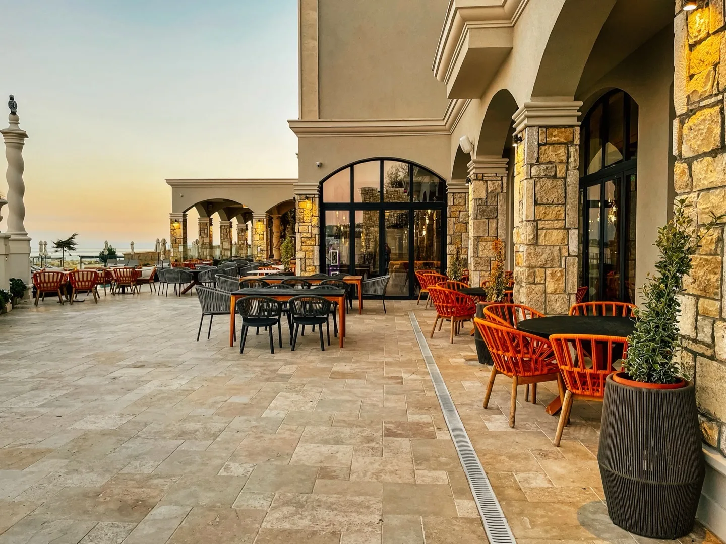 Cozy cafe interior with warm lighting and stylish decor in Dubai